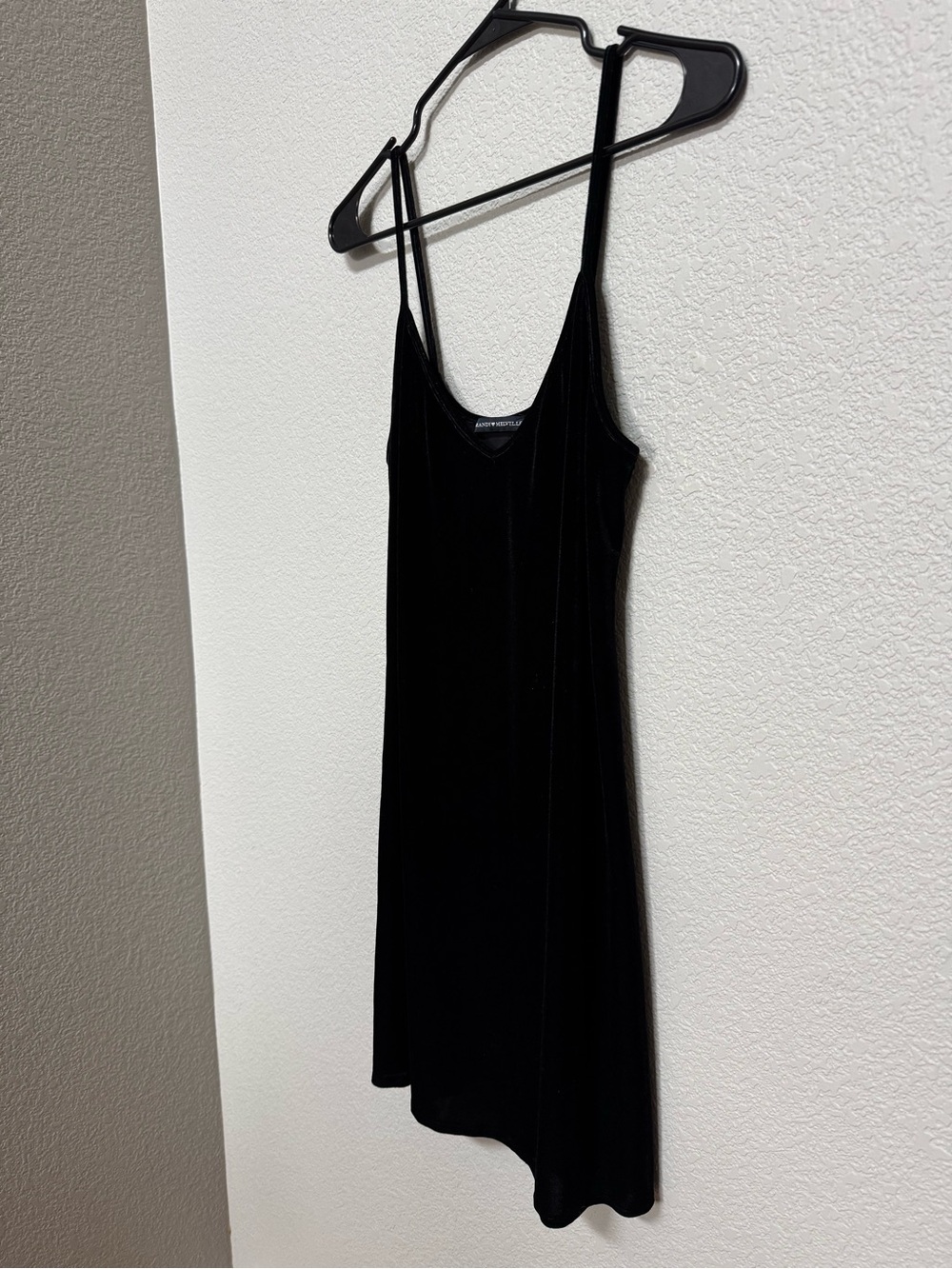 Vintage Y2K Brandy Melville Black Crushed Velvet Mini Slip Dress Women’s S/M - Picture 2 of 6
